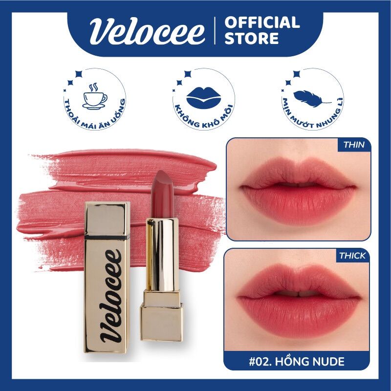 Son thỏi lì Velocee mịn mướt lâu trôi 5g Hồng Nude