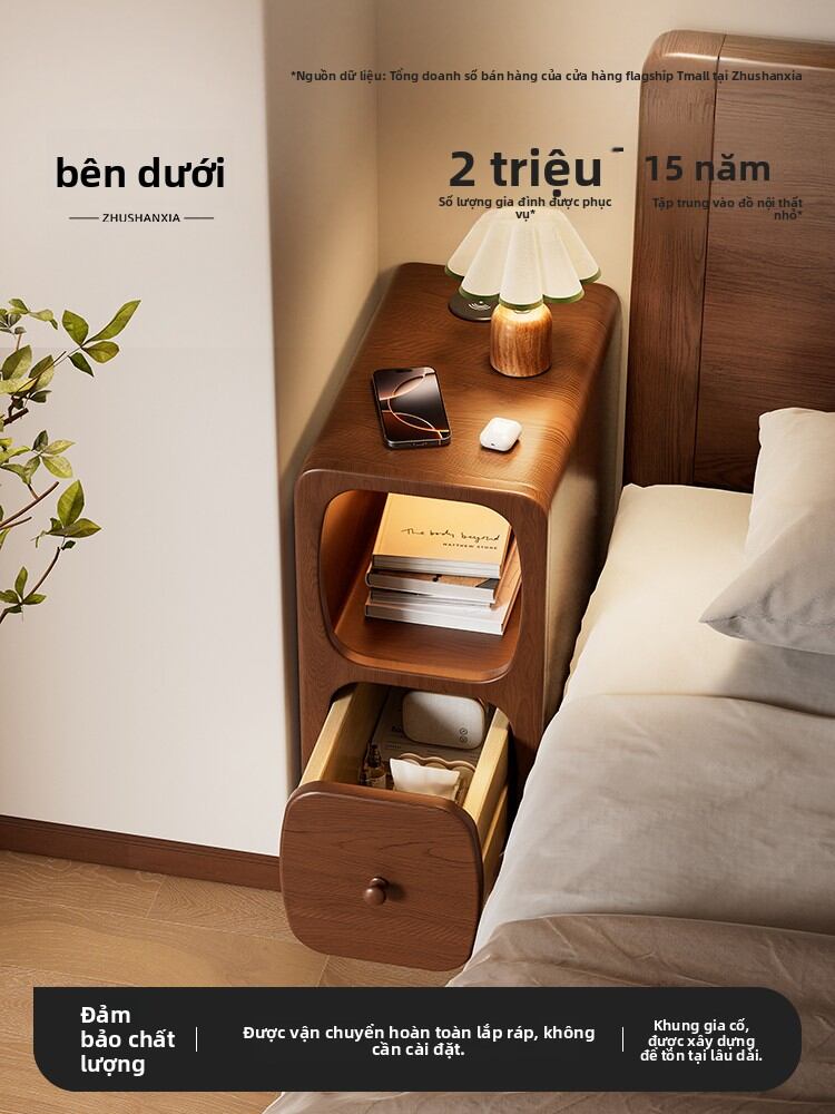 ZHUSHANXIA | Smart Charging Mini Bedside Cabinet 20cm Narrow Shelf Giá 1,325,000 Đồng*Miễn phí vận chuyển