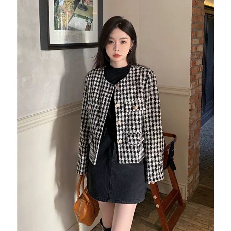 ÁO KHOÁC DẠ TWEED KẺ HAI MÀU MỚI