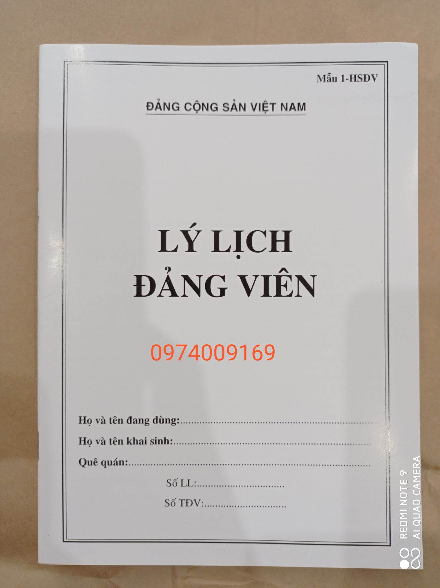 6 quyển lý lịch đảng viên Mẫu 1 -HSDV