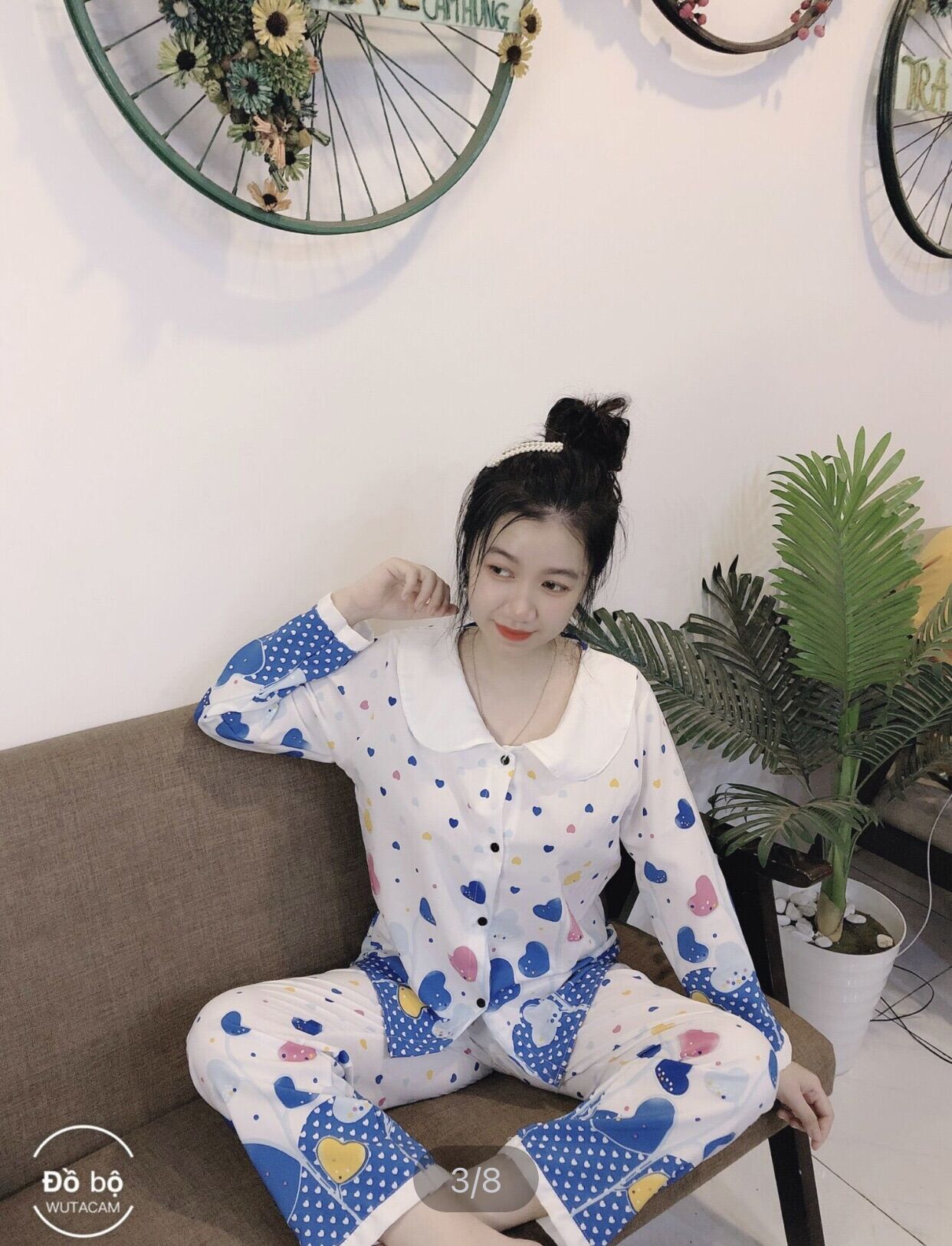 . bộ pijama lụa tiểu thư dài tay cho nữ freesize dưới 60kg