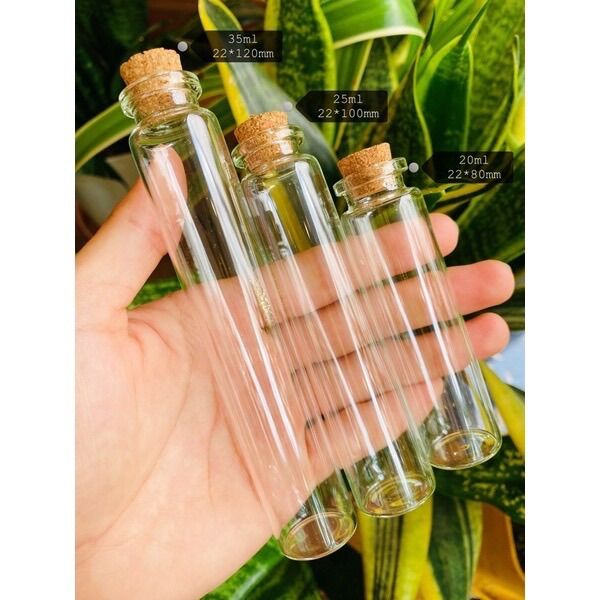LỌ THỦY TINH NÚT BẦN ĐƯỜNG KÍNH 2.2CM (5ML,10ML,15ML,20ML,25ML,35ML)