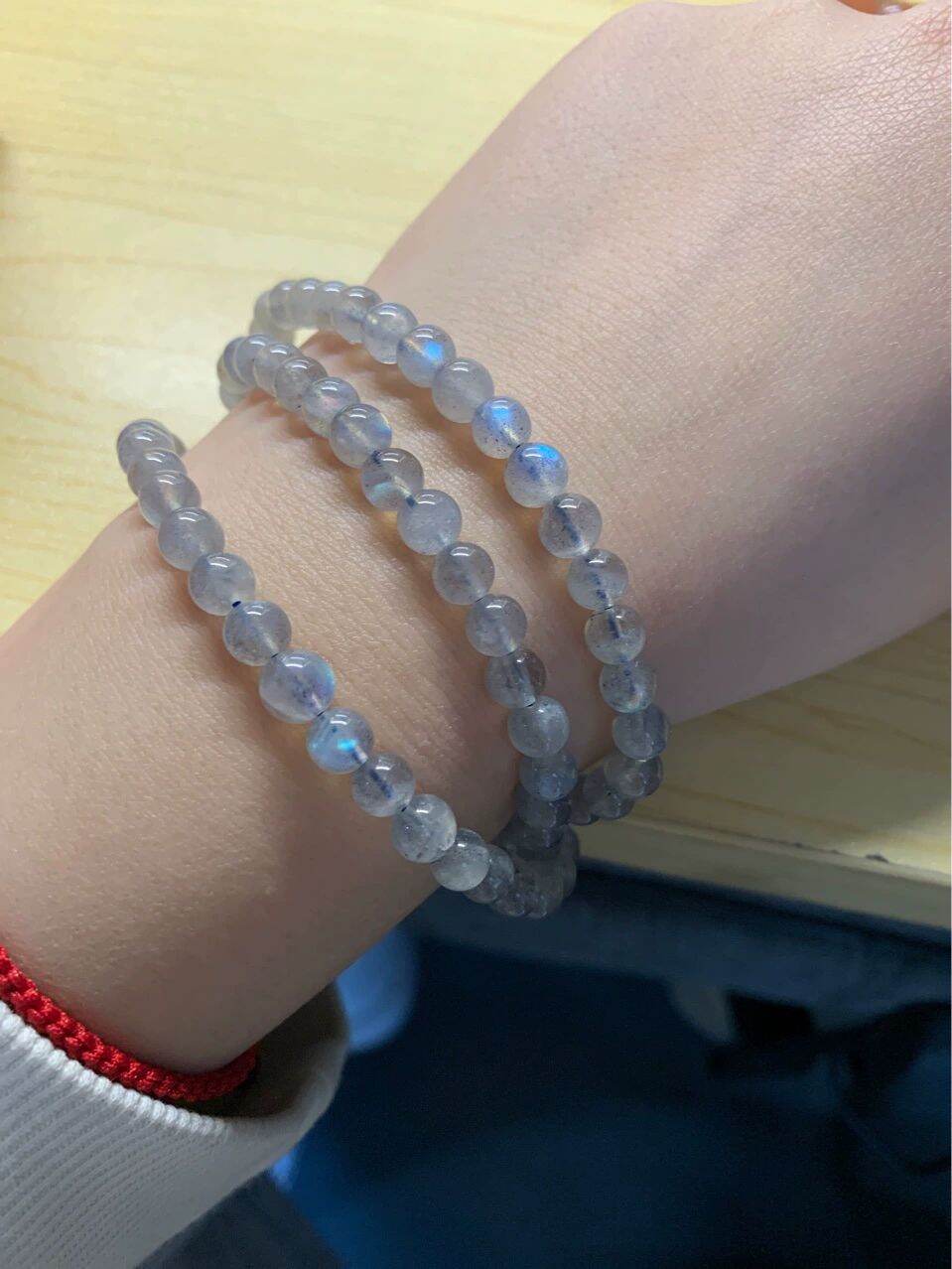 Vòng tay xà cừ hắc nguyệt quang labradorite quấn 3 cao cấp