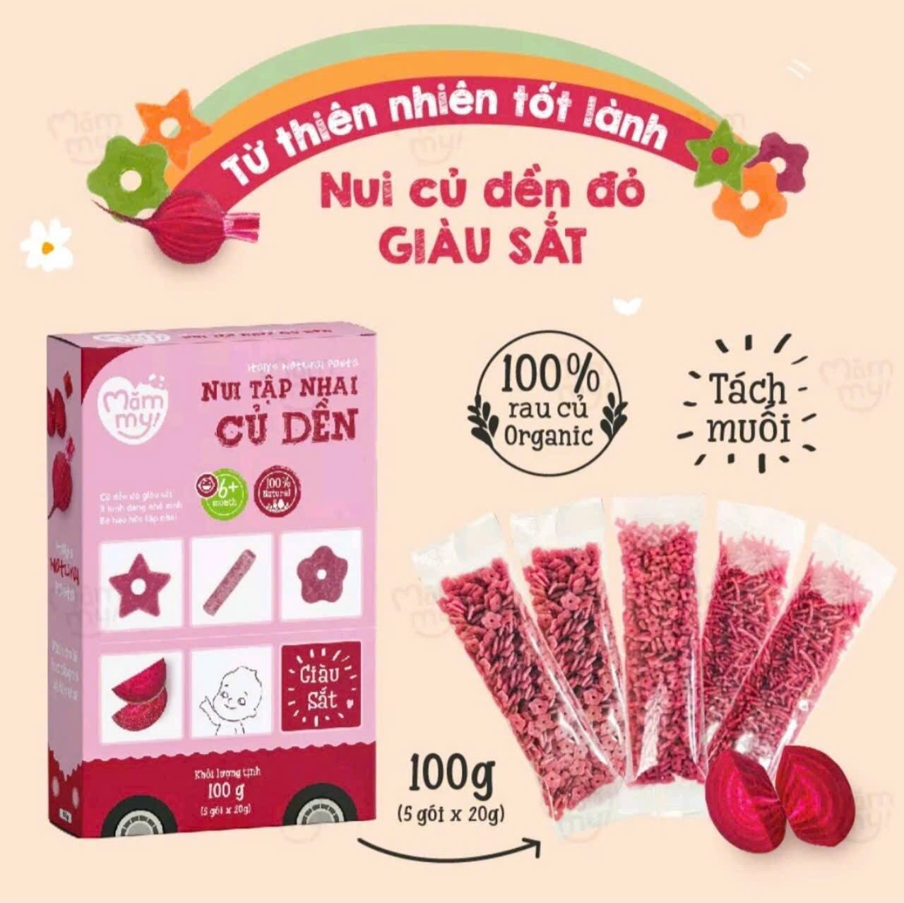 Nui tập nhai củ dền giàu sắt 3 hình dạng nhỏ xinh bé háo hức tập nhai