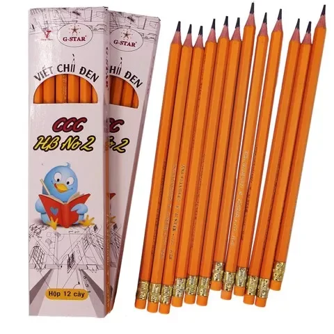 Hộp 12 cây viết chì đen g-star h2b ccc, thân tròn vàng, có gôm