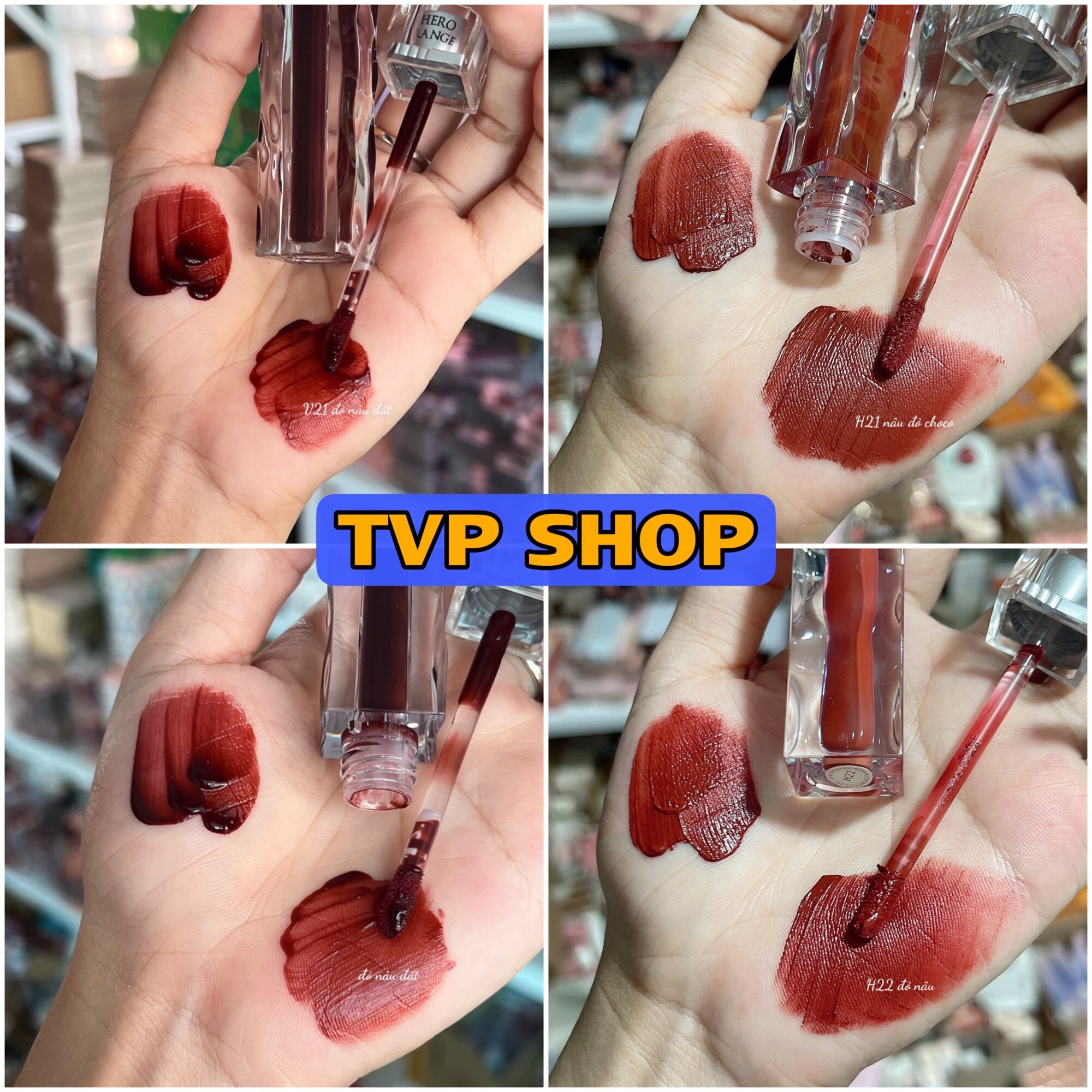 Son Tint bóng Herorange Vỏ Thuỷ Tinh trong suốt xinh xắn trang điểm môi siêu lì