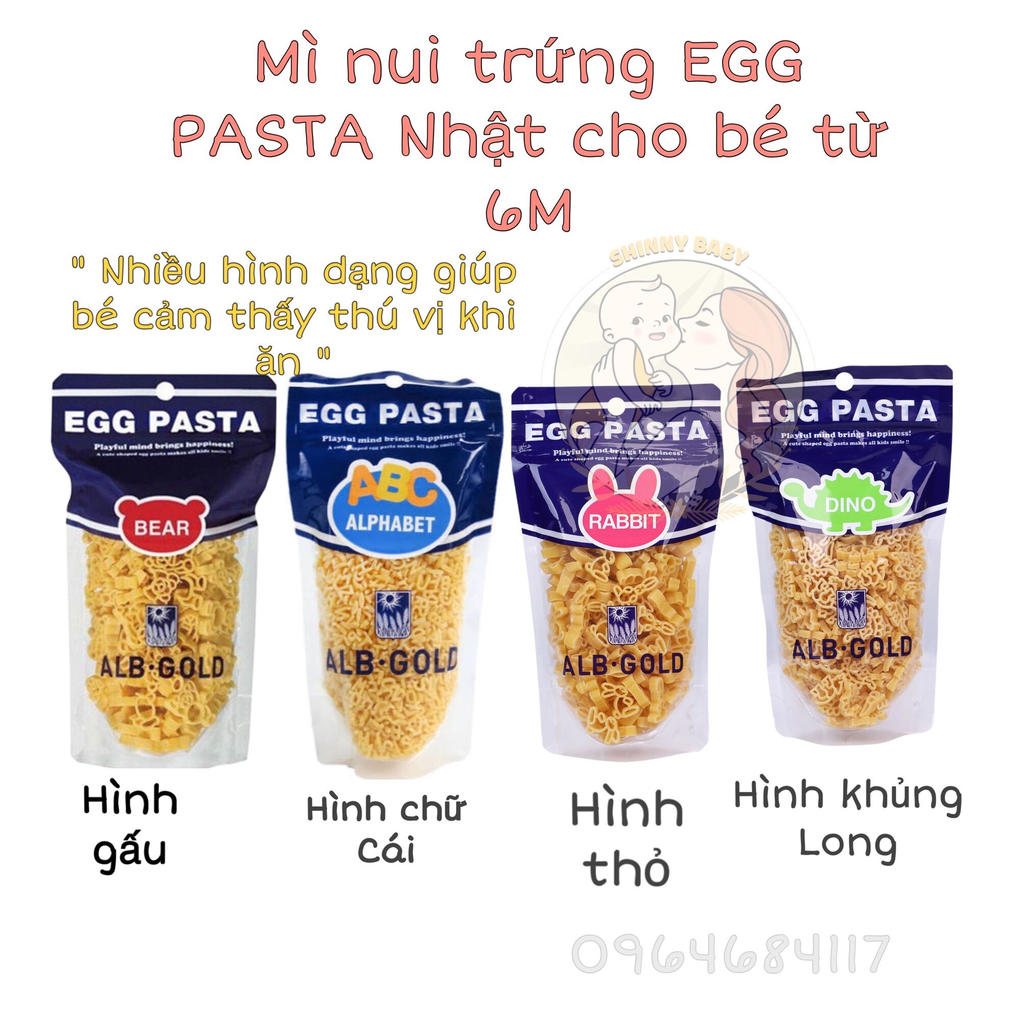 7-10 24- Mì nui trứng Egg Pasta 90g cho bé hàng Nhật