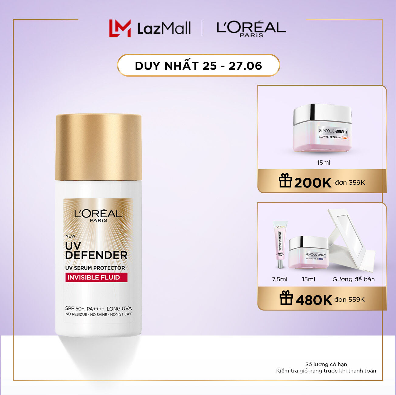 Kem chống nắng siêu mịn nhẹ bảo vệ da tối ưu L’Oreal Paris UV Defender Serum 50ml SPF 50++