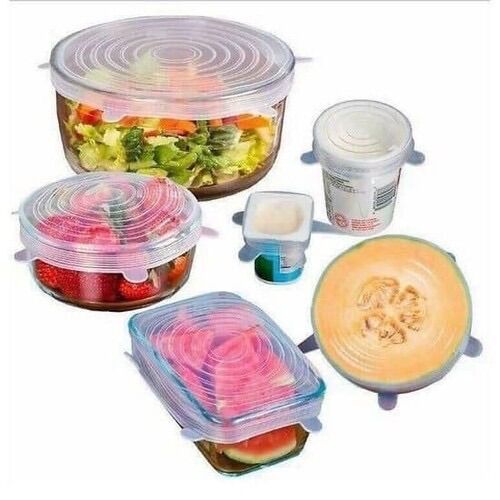 Set 6 miếng màng bọc thực phẩm silicon co dãn bảo quản an toàn thực phẩm