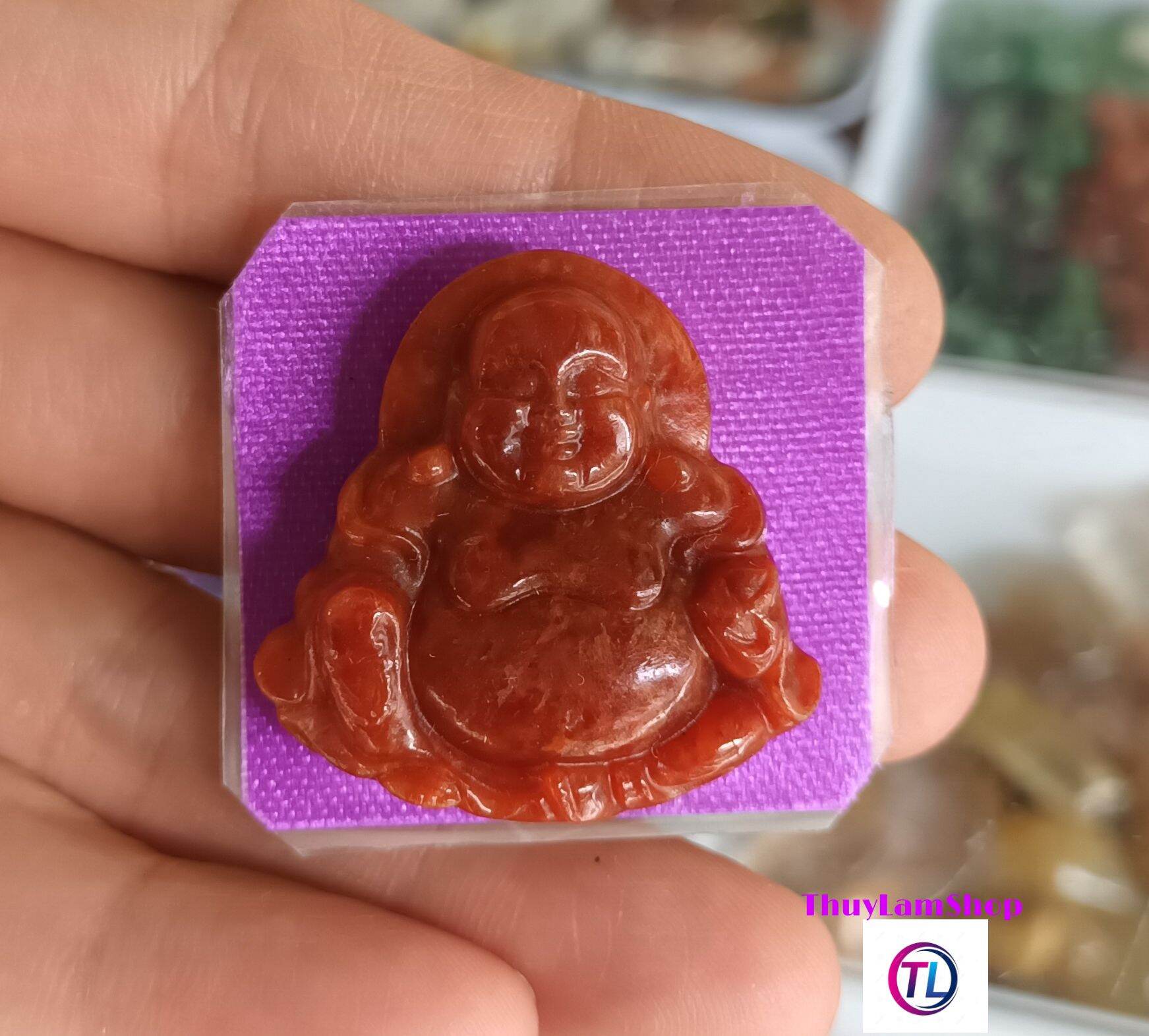 Vòng cổ mặt Phật Di Lặc đá Ngọc cẩm thạch huyết đỏ tự nhiên phong thủy hạnh phúc bình an
