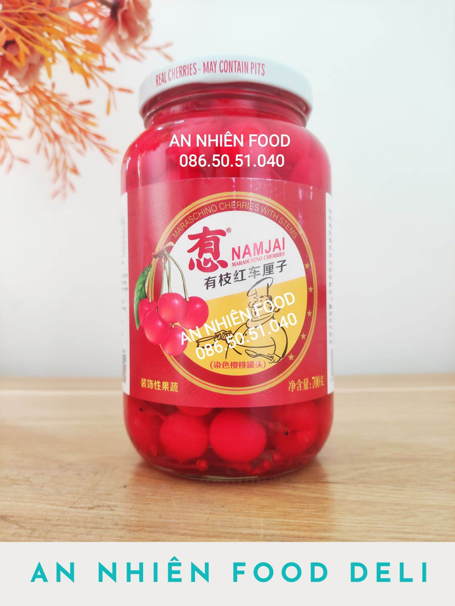 Quả anh đào đỏ đóng hộp trái cherry ngâm siro nước đường