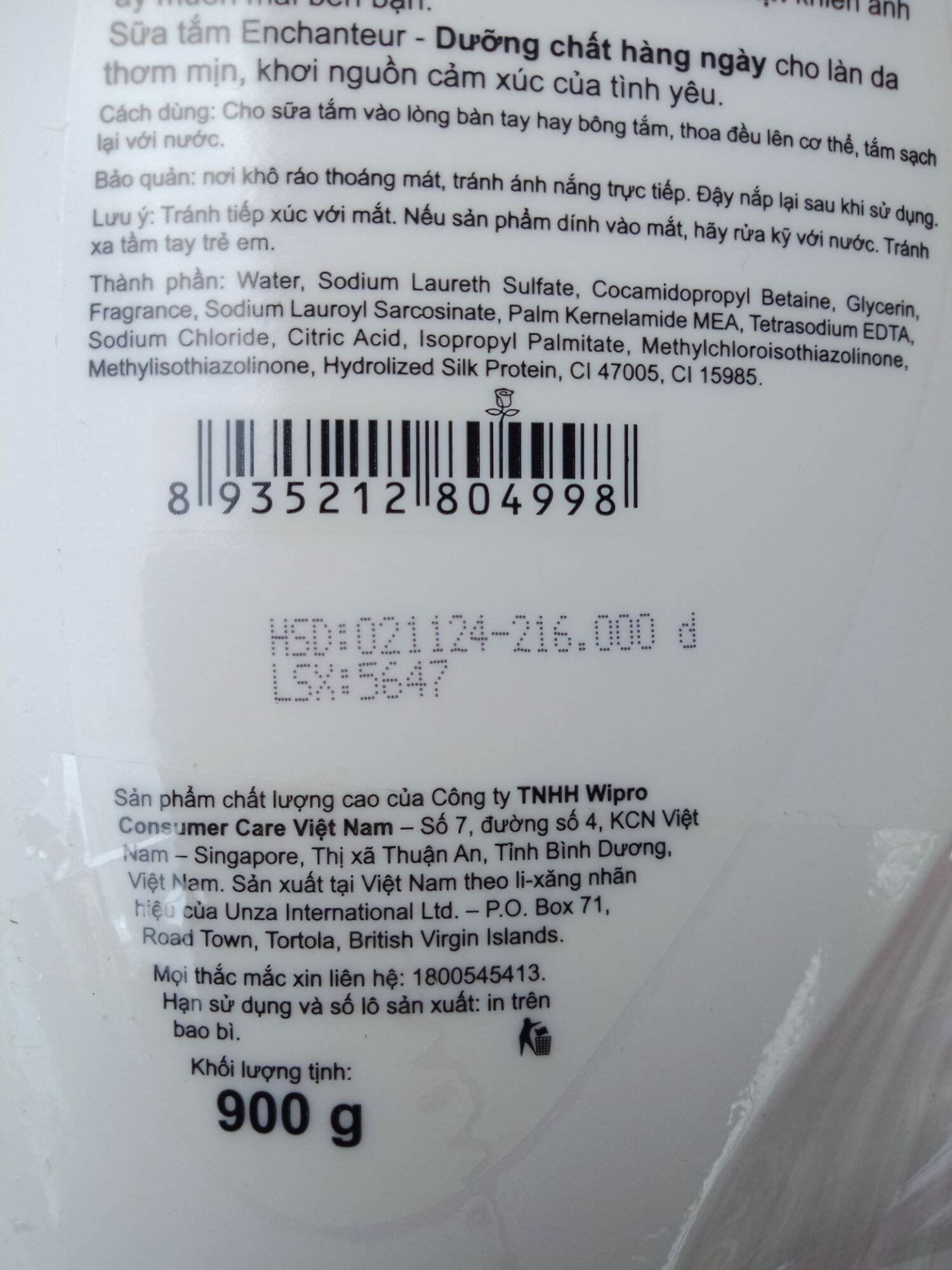 (Tặng nước hoa fullsize) Sữa tắm Enchanteur charming 900g