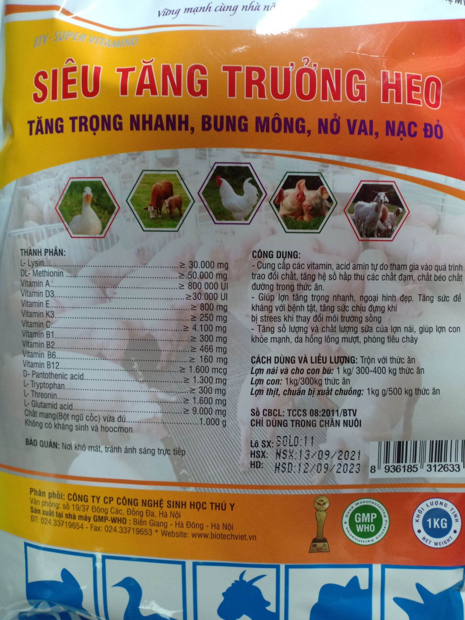 Vỗ béo heo - 1 kg ( bung mông ,nở vai,tăng trọng nhanh)
