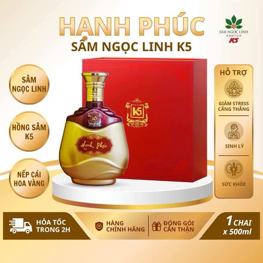 🍶Rượu Sâm Ngọc Linh K5 Hạnh Phúc 500ml🍶