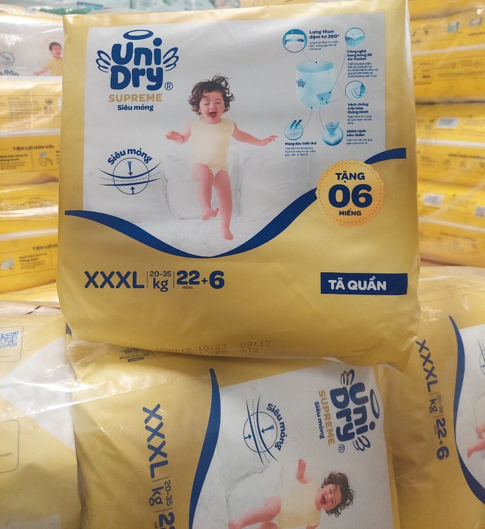 Tã/bỉm quần unidry siêu khô thoáng mới size xxxl22+6