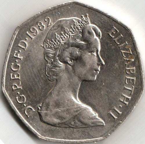 Đồng xu 50 pence của Anh 1982 -2008