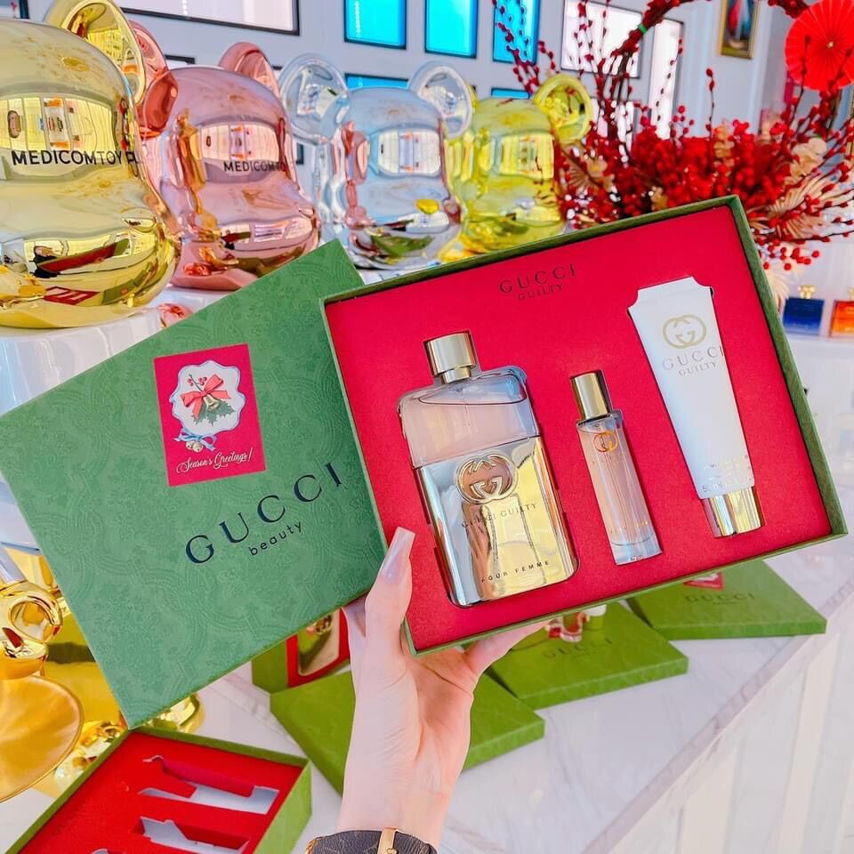 Set nước hoa gucci guilty pour femme edp 90ml + 15ml + lotion 50ml