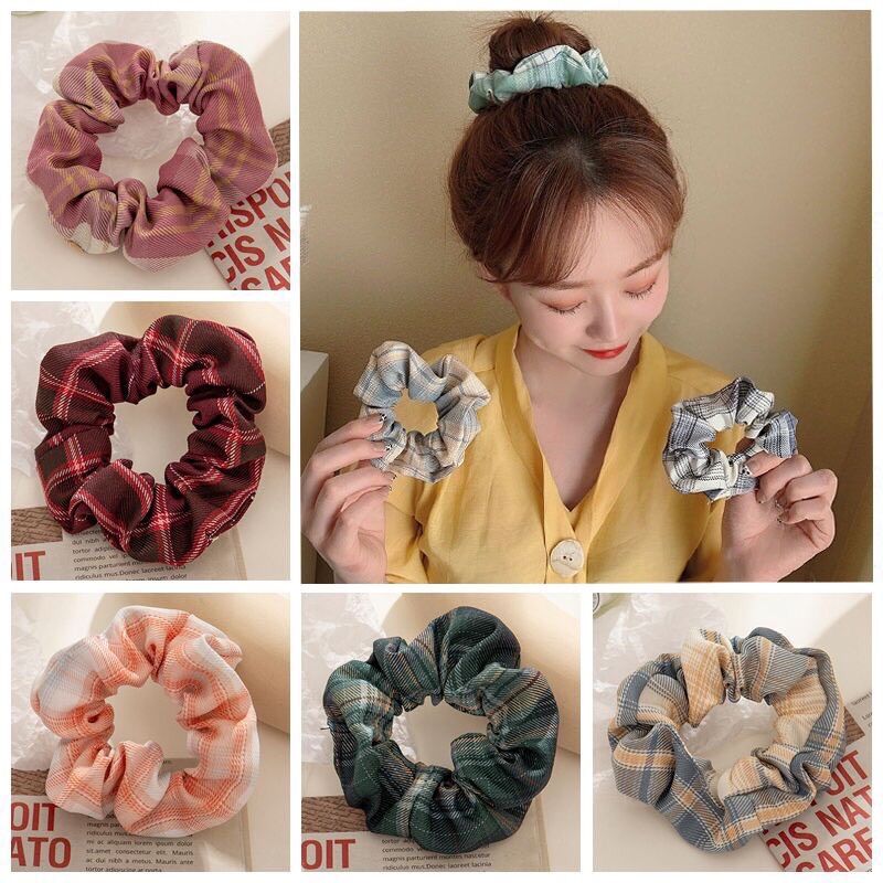 [HCM]Dây cột tóc, buộc tóc vải Caro Scrunchies CT16VA