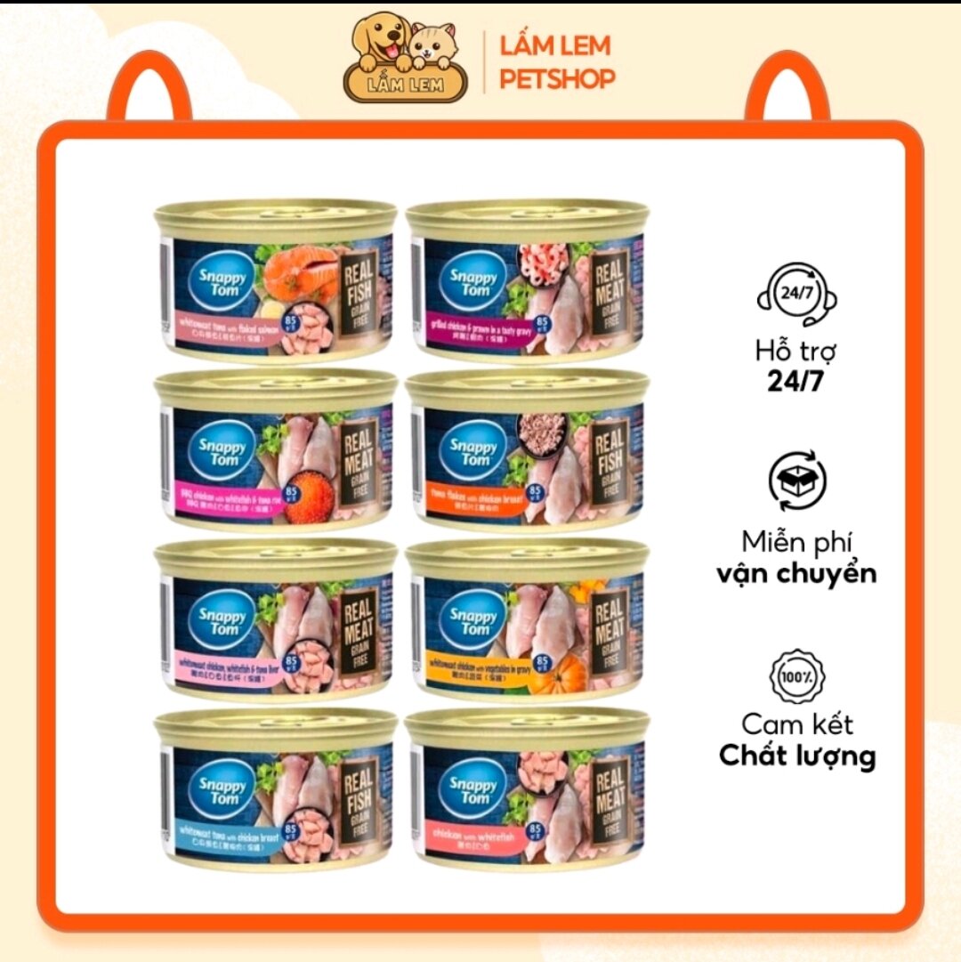 Pate Snappy Tom Premium cho mèo lon 85g cho mèo mọi lứa tuổi