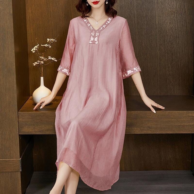 Đầm suông linen lụa cao cấp
