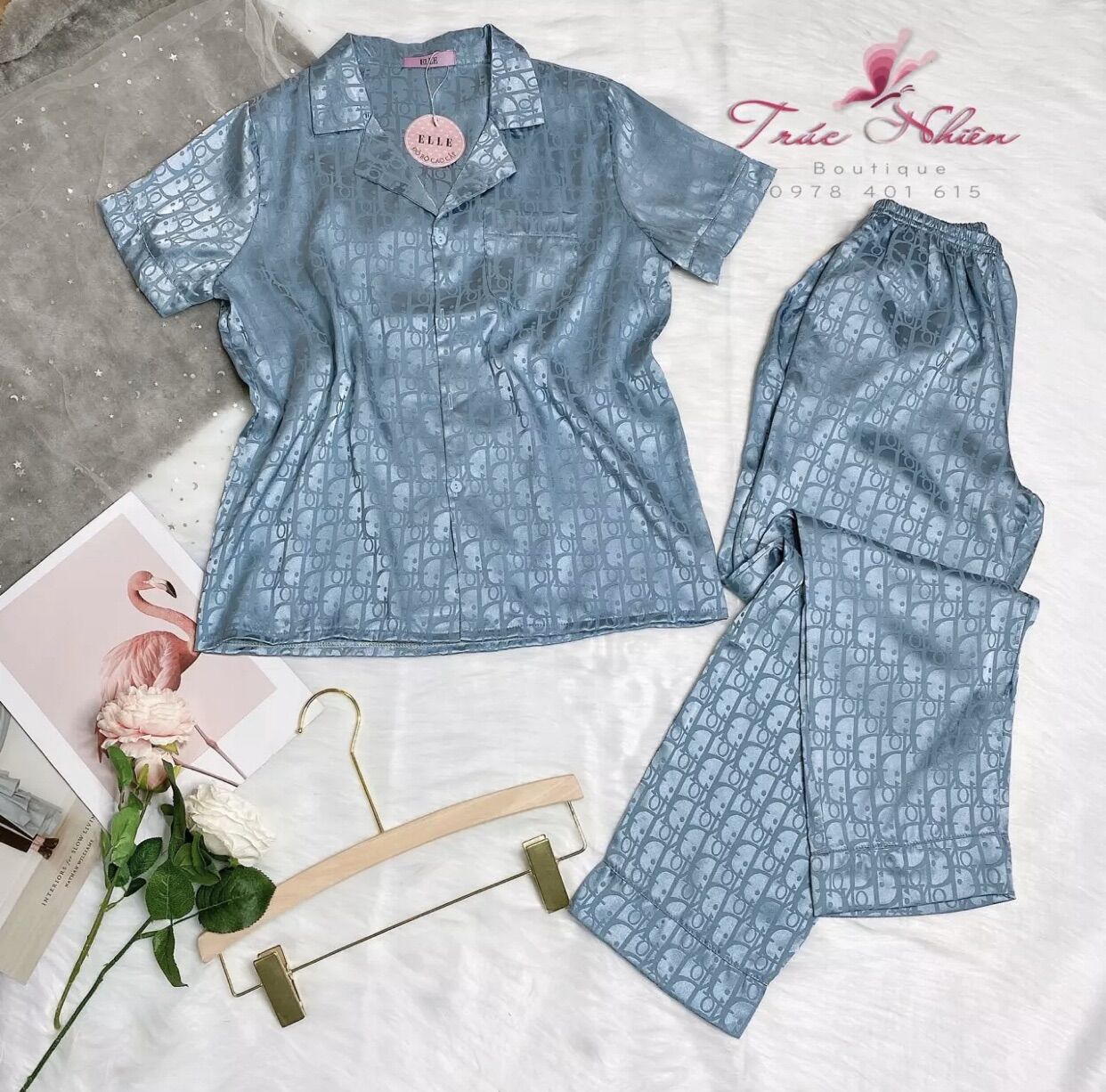 [HCM]Bộ Lụa Gấm Áo Tay Ngắn Quần Dài