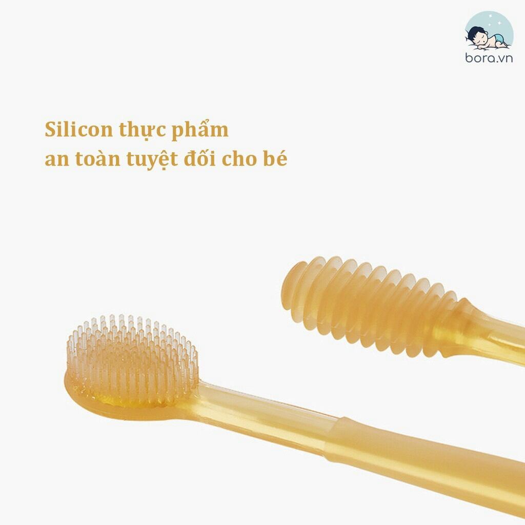 Dụng cụ rơ lưỡi , bàn chải silicon cho bé 9_18tháng