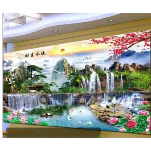 237x1m Khổ Lớn Tranh thêu chữ thập phong cảnh khổ lớn thêu kín chưa thêu