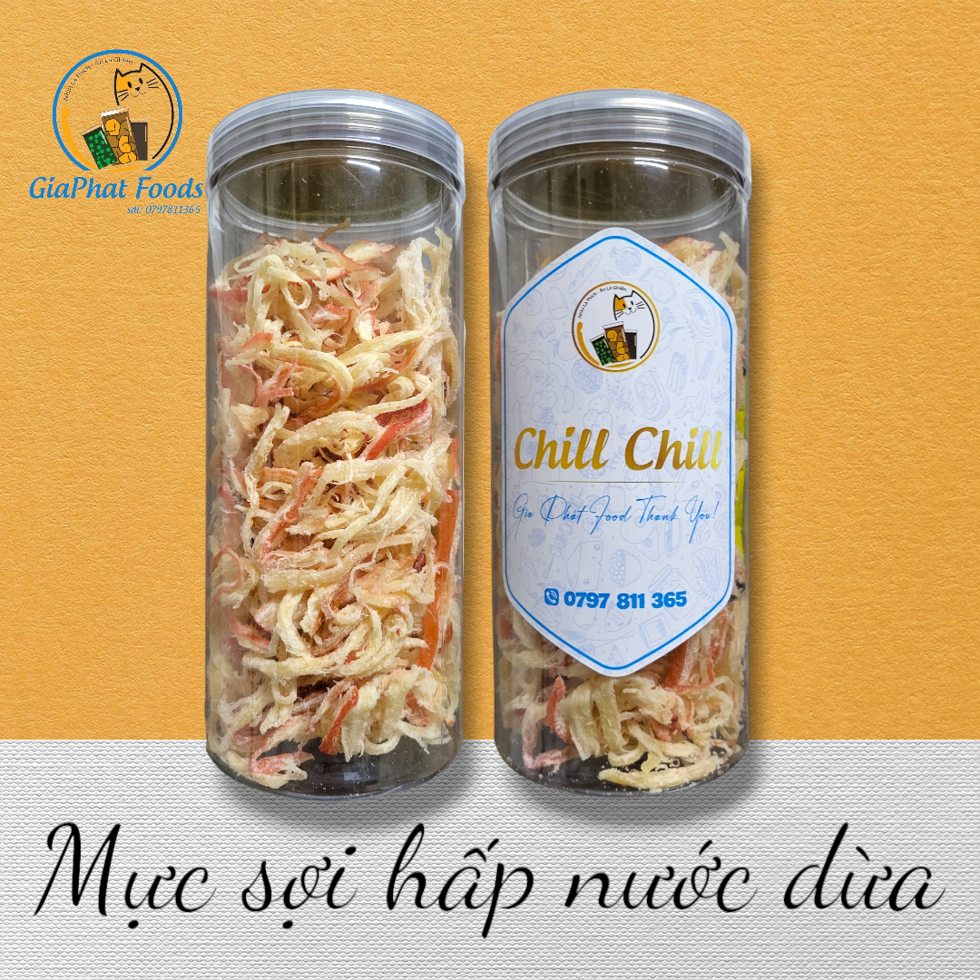 Mực sợi hấp nước dừa hũ 300gr
