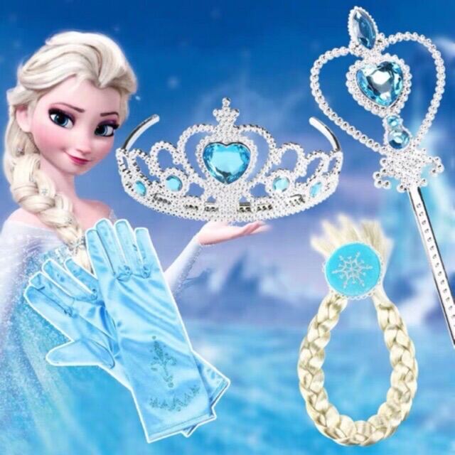 [HCM]Phụ Kiện Hoá Trang Vương Miện Đũa Thần Tóc Giả Găng Tay Công Chúa Elsa Frozen