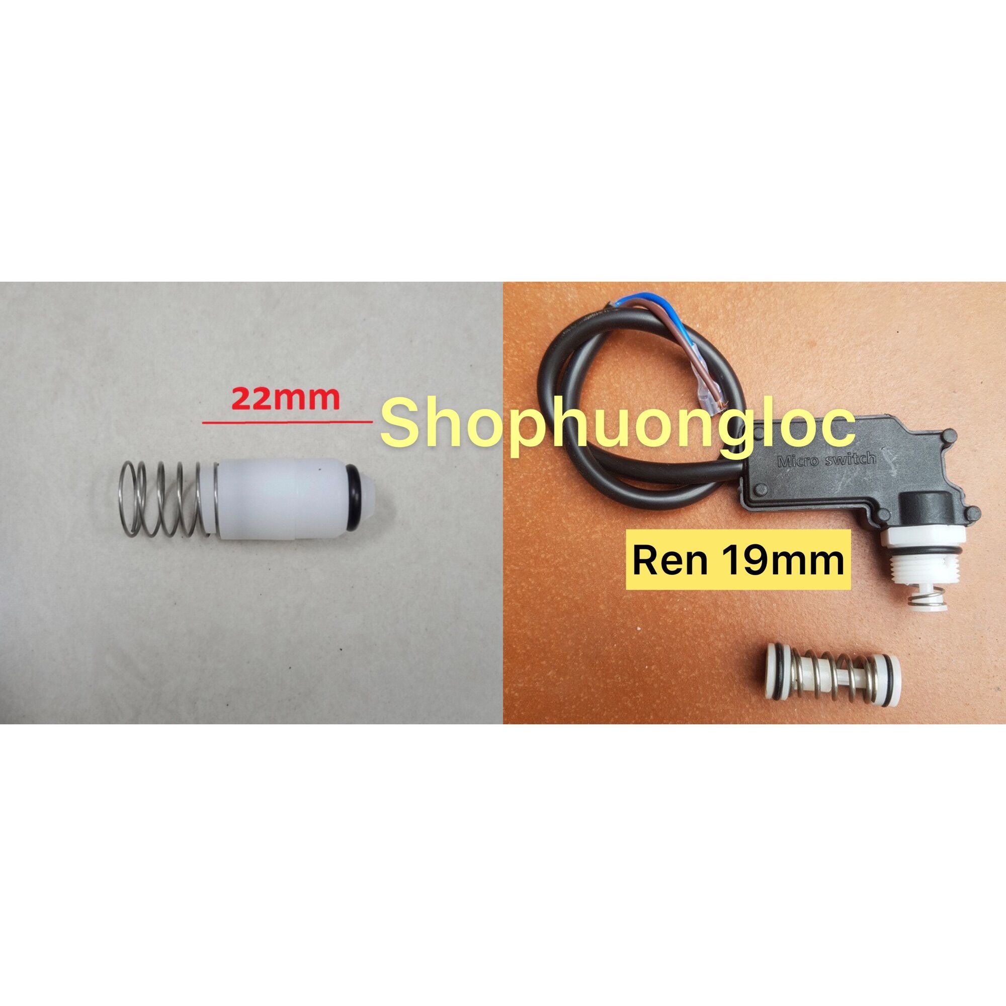 Rơ le máy rửa xe mini ren 19 + cây đóng ngắt + van 1 chiều