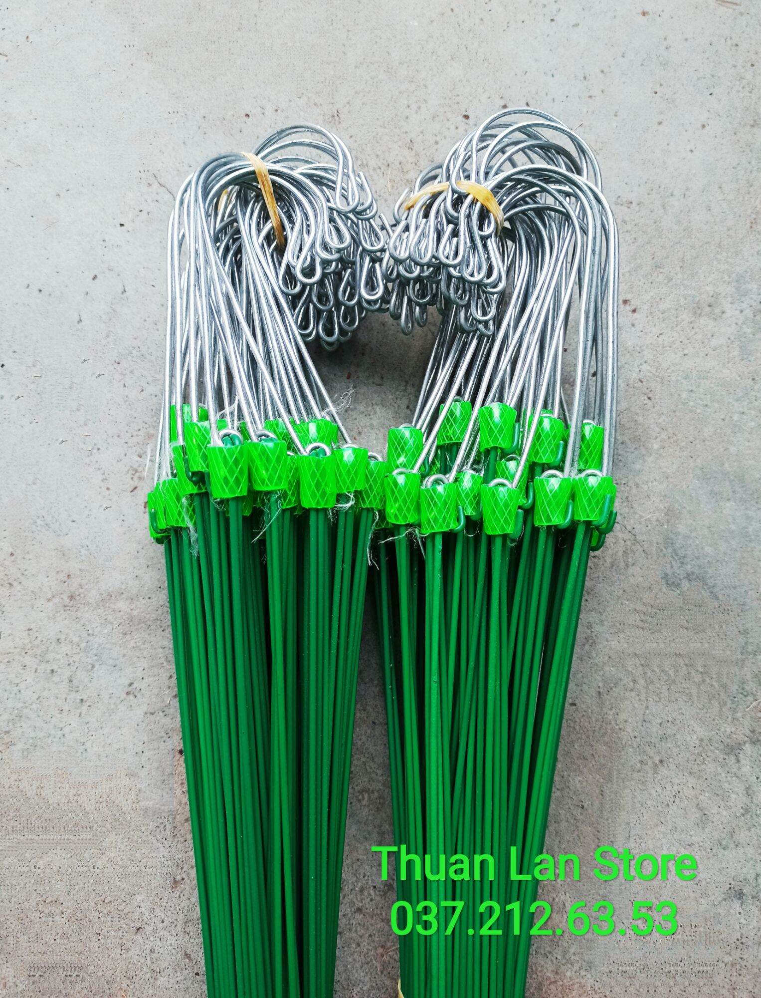 Set 10c móc bọc nhựa xanh dài 70cm