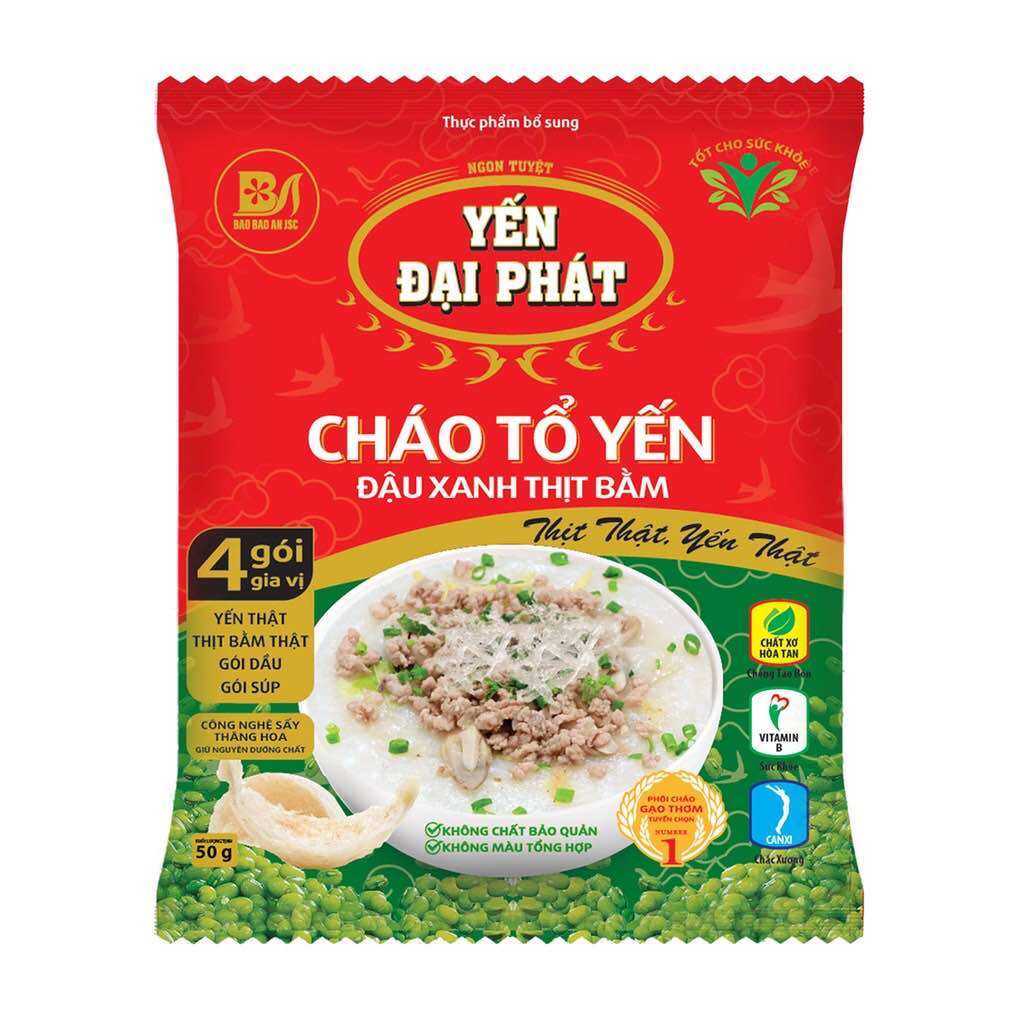 Cháo tổ yến đậu xanh thịt bằm thùng 30gói