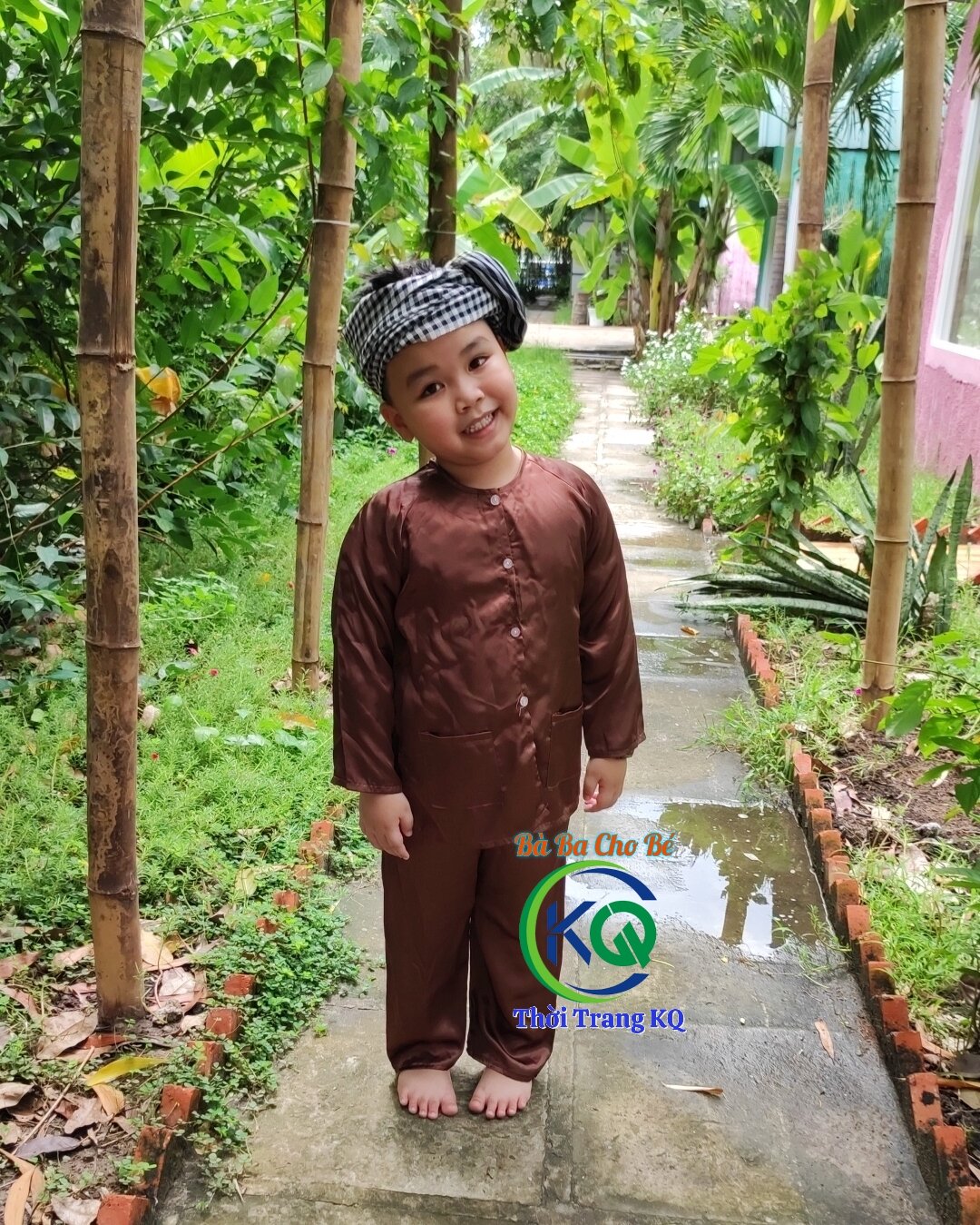 Bà ba cho bé - bộ dài màu trơn vải phi lụa