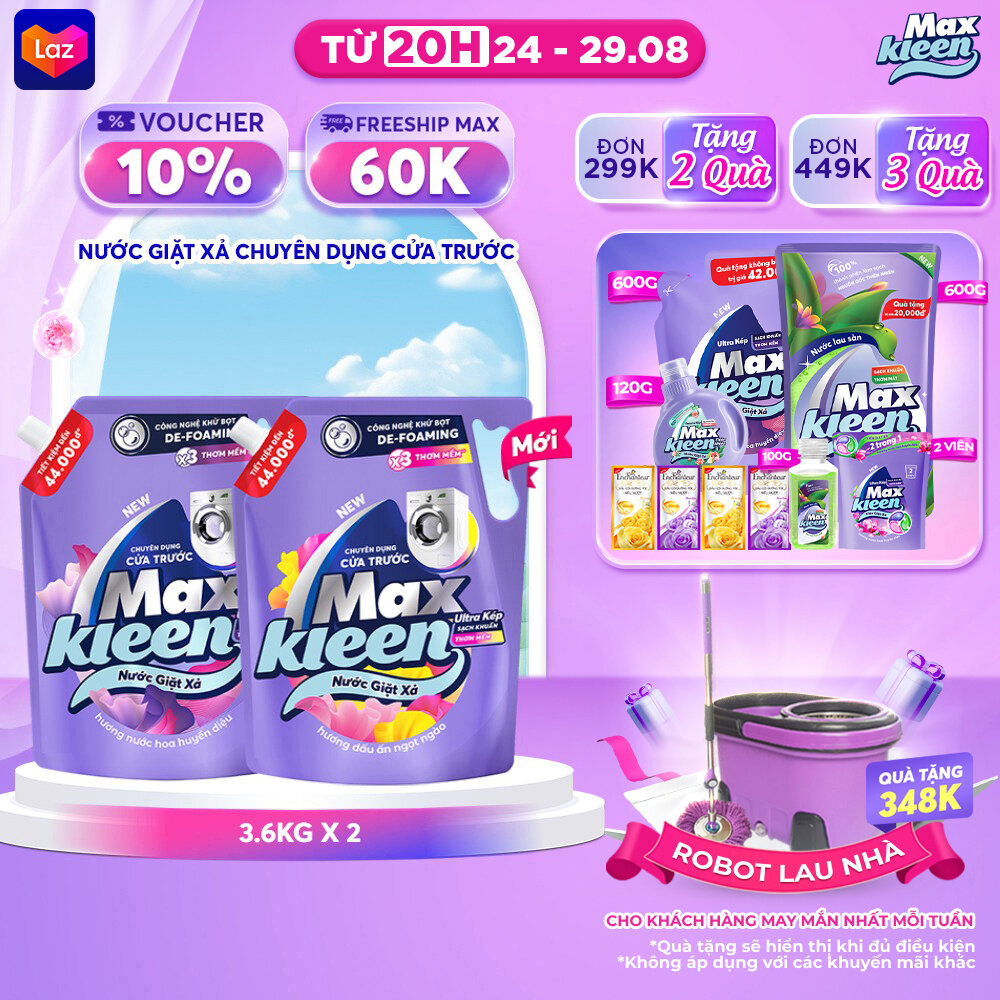 Combo 2 Nước giặt xả cho máy giặt cửa trước 3.6kg: Hương Nước Hoa Huyền Diệu + Hương Dấu Ấn Ngọt Ngào
