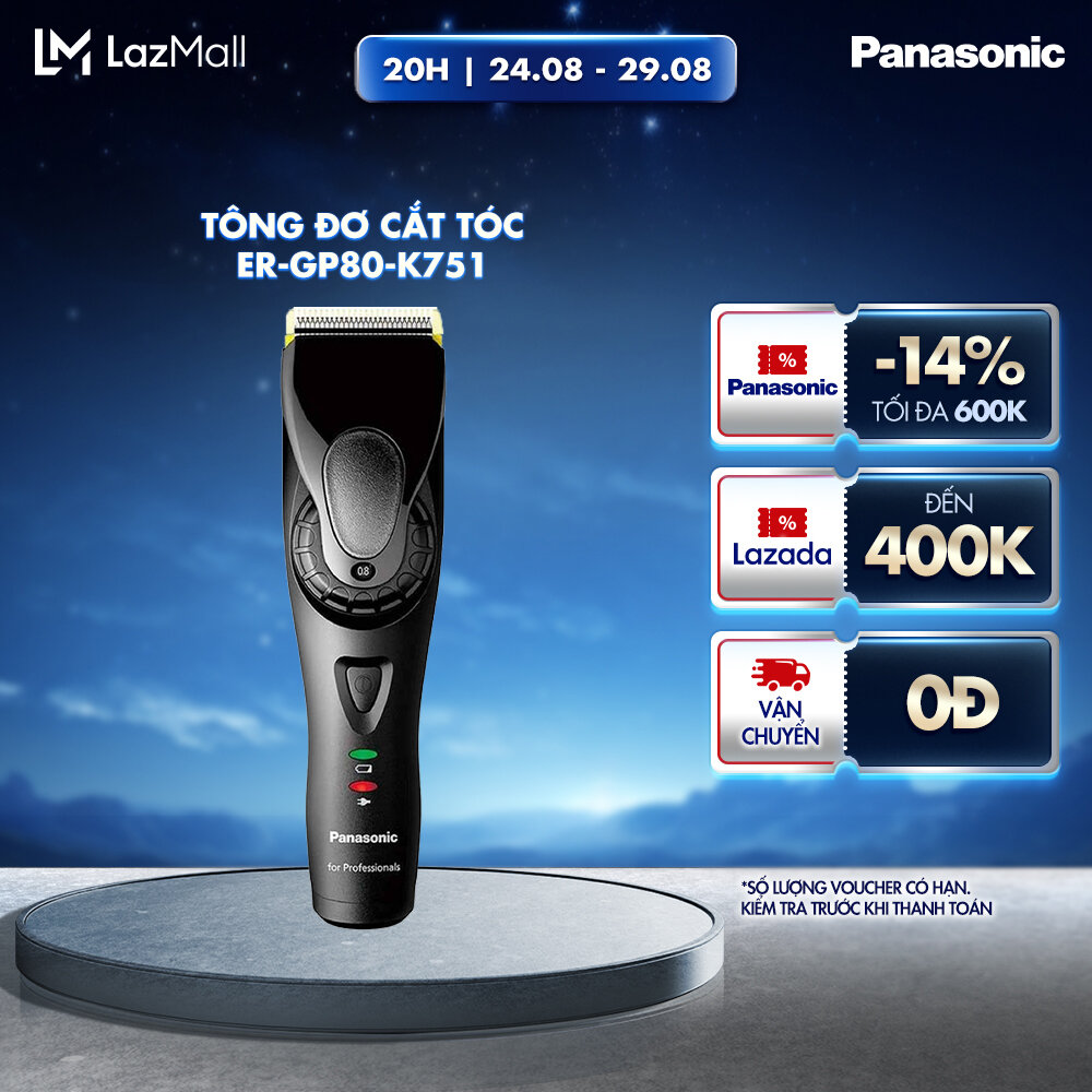 [Trả góp 0%] Tông Đơ Cắt Tóc Chuyên Nghiệp Panasonic ER-GP80-K751- Lưỡi cắt chữ X - Động Cơ Tuyến Tính - Tùy Chỉnh Độ Dài Sợ Cắt - Bảo Hành Chính Hãng 12 tháng