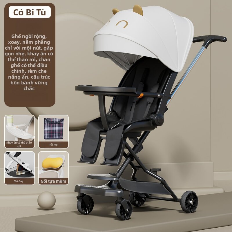 Portable Adjustable Reclining Shade Baby Stroller Bi-directional - 9