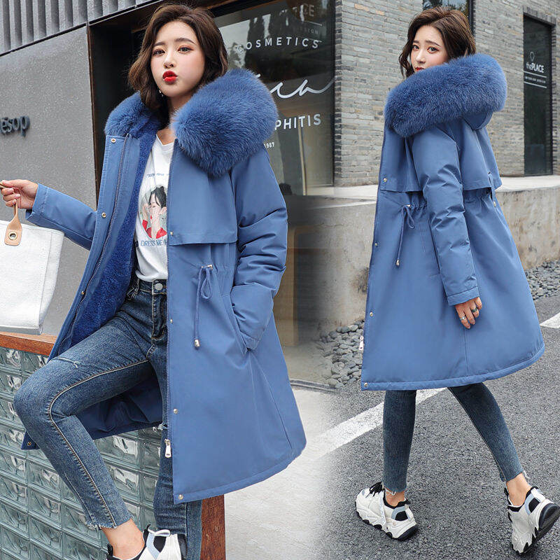 Áo Khoác Cotton Lông Vũ Mùa Đông Phong Cách Hàn Quốc Dáng Rộng Cỡ Lớn Thời Trang Cho Nữ Dài Vừa Phải