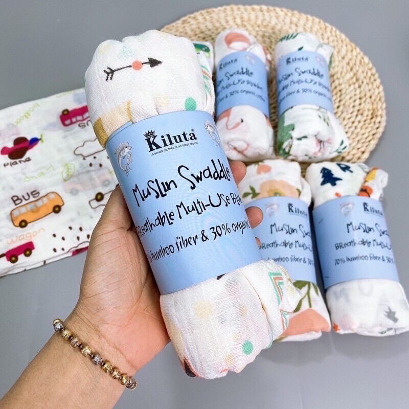 Khăn cuộn , khăn tắm xô Muslin cho bé