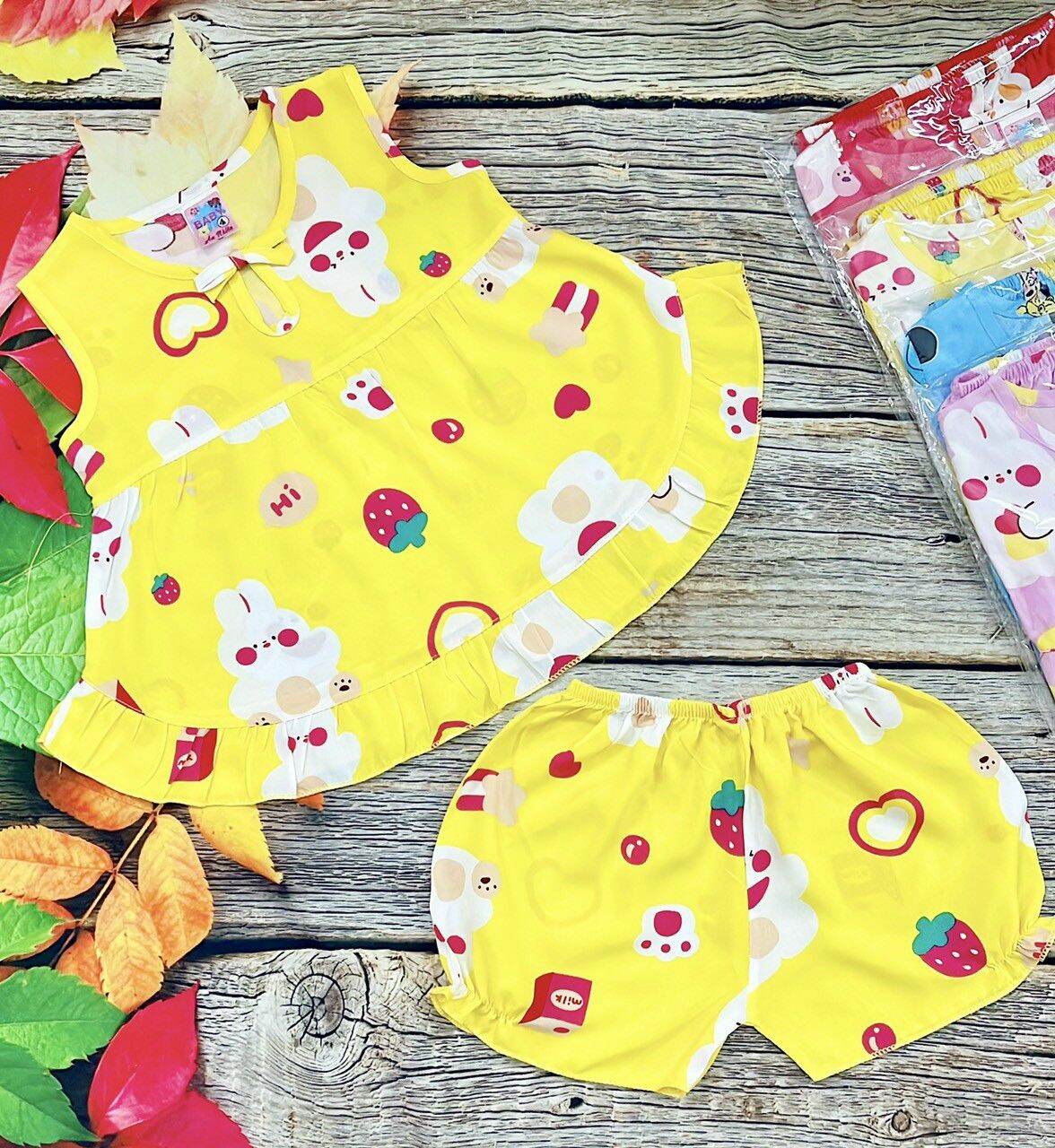 [HCM]set 3 bộ đồ tole-lanh cho bé gái 8-18kg