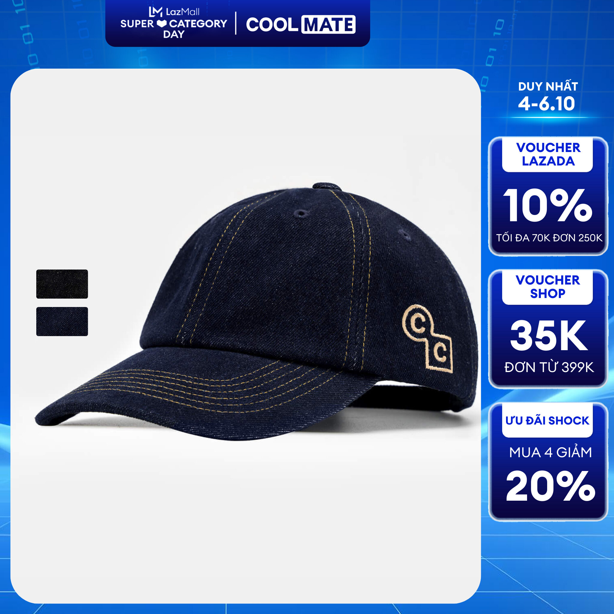 [DUY NHẤT 4-6.10 MUA 4 GIẢM 20%]Coolmate x Copper Denim | Mũ Dadcap Jeans - Coolmate