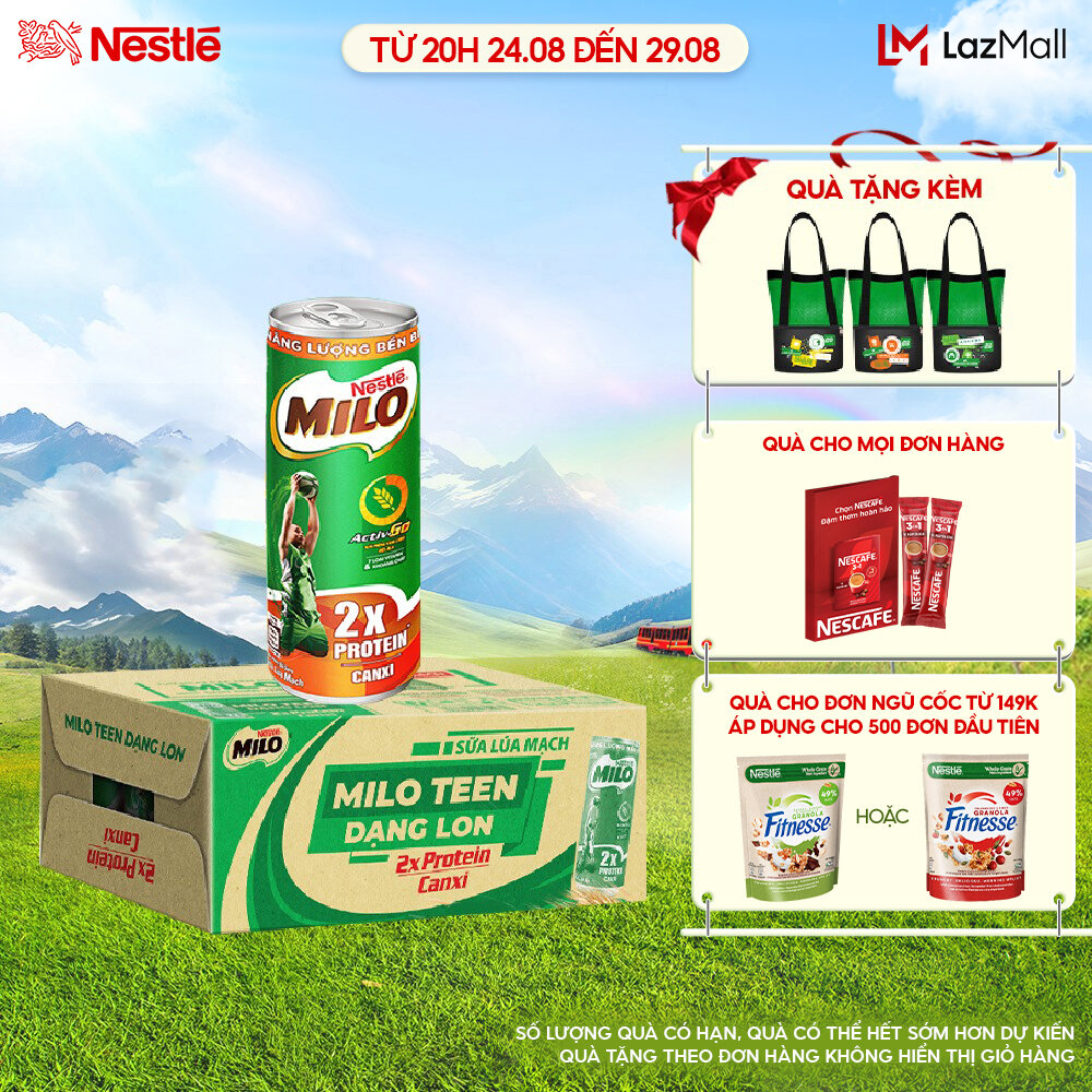 Sữa lúa mạch nestlé® milo® lon thùng 24 lon x 240 ml