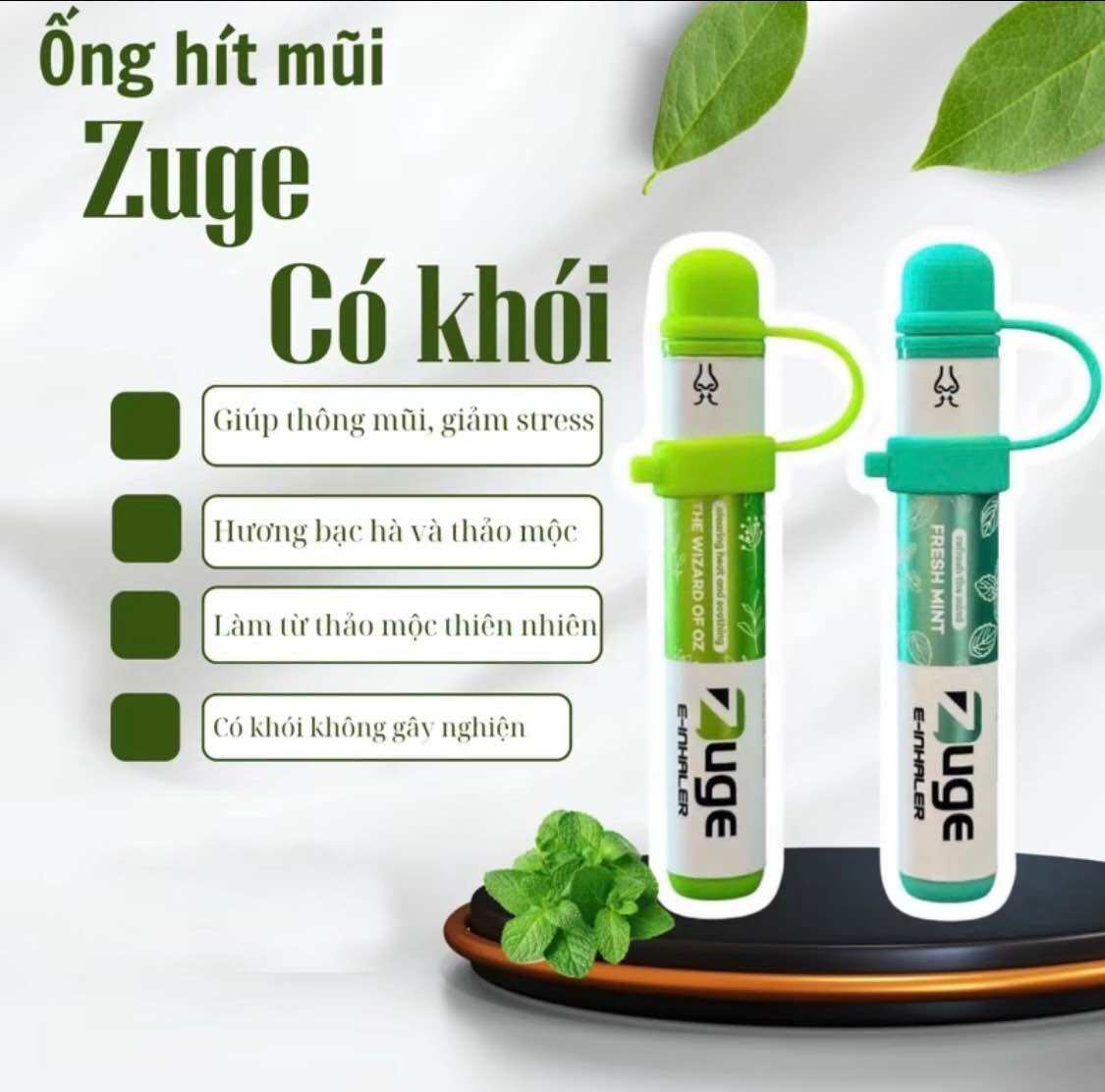 Ống hít mũi ZUGE chính hãng có khói thông mũi tức thì hổ trợ nghẹt mũi giảm stress , chính hãng