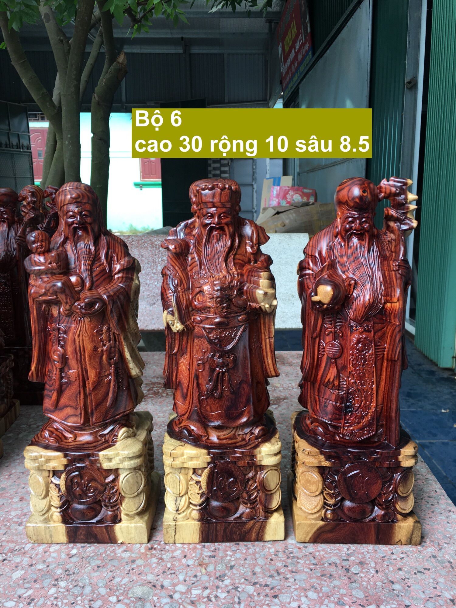 Tượng gỗ Tam Đa trắc dây