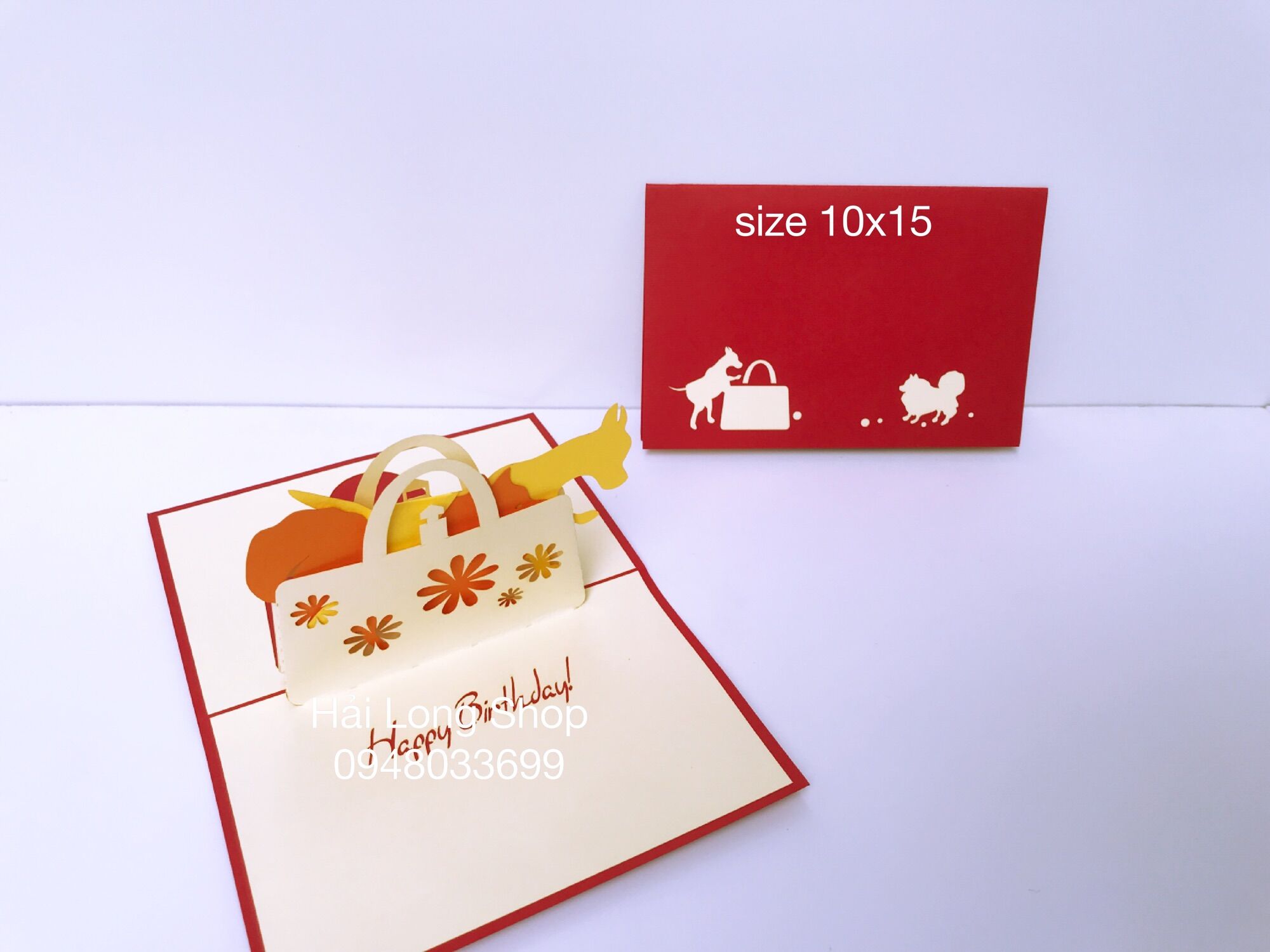 Túi Xách ( 2 con chó ) - Dog - Birthday - Thiệp 3D