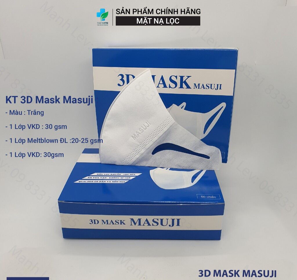 Hộp 50 chiếc Khẩu trang y tế 3D Mask Masuji (form nhỏ)