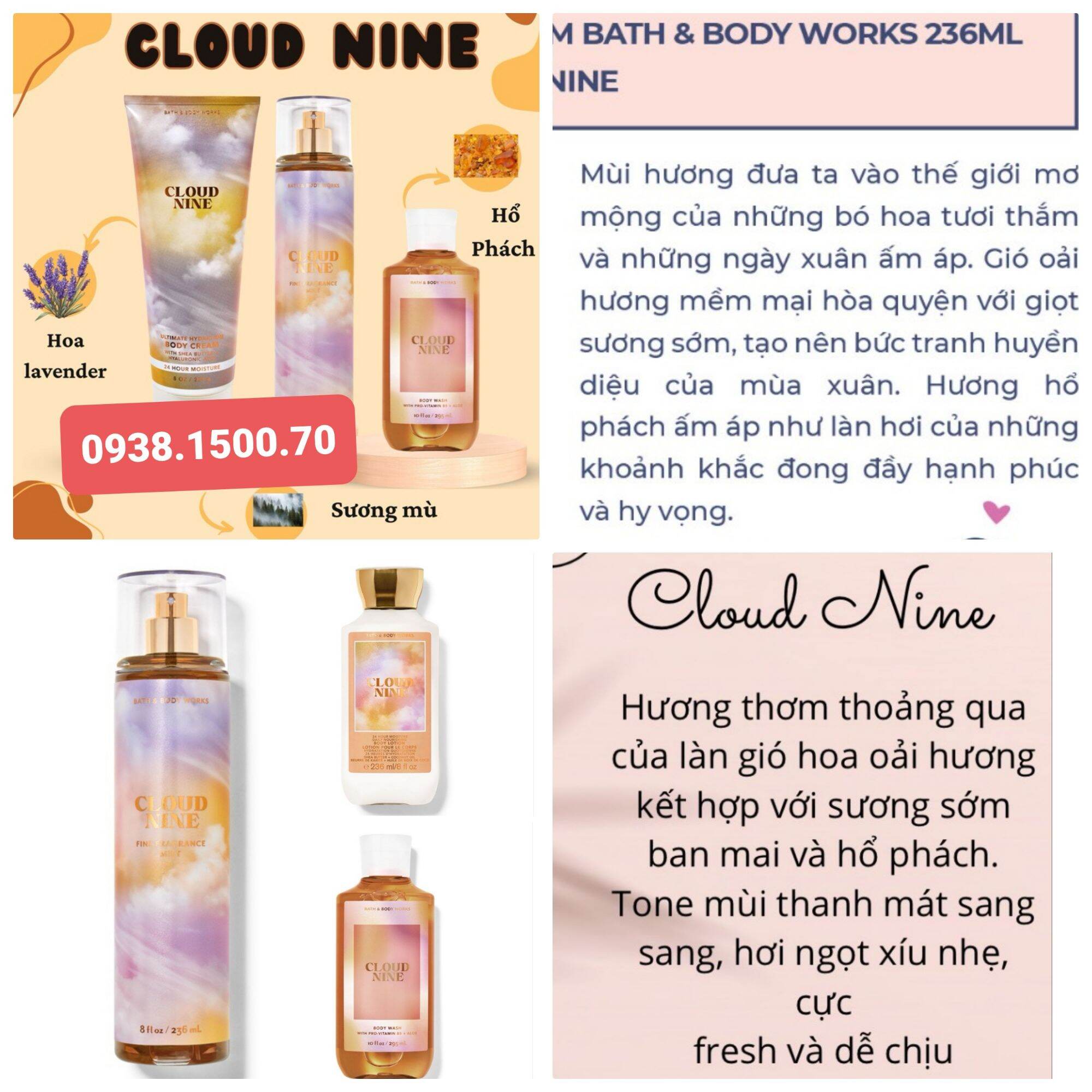 CLOUD NINE‼️XỊT THƠM HƯƠNG NƯỚC HOA Bath & Body works