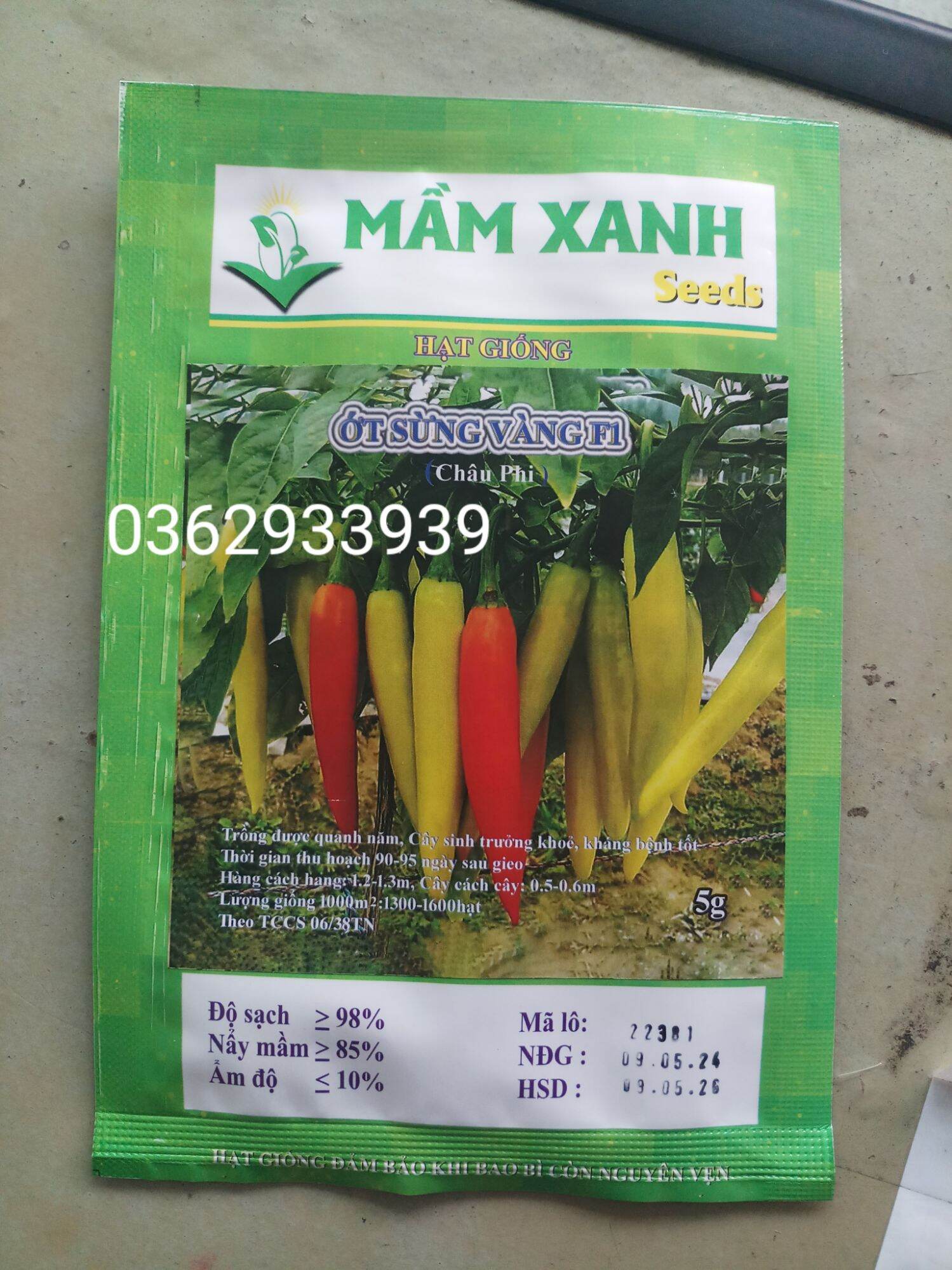 Hạt Giống Ớt Sừng Vàng Châu Phi 5gr GÓI 1000hạt