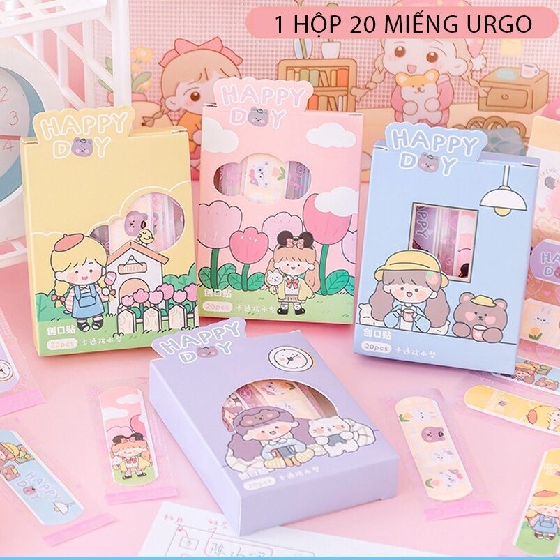 Hộp băng ơ gâu 20 chiếc nhiều hình dễ thương