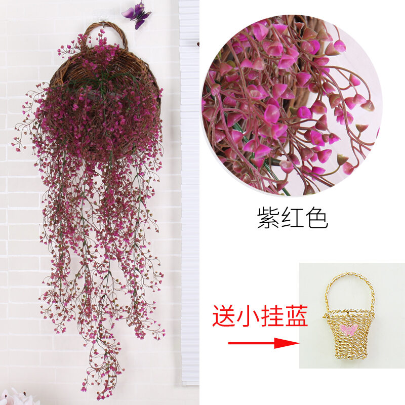 Cây xanh kiểu treo hoa giả dây leo hoa leo hoa giả trần nhà hoa vàng đồng hồ treo tường liễu trang trí phòng khách cây xanh