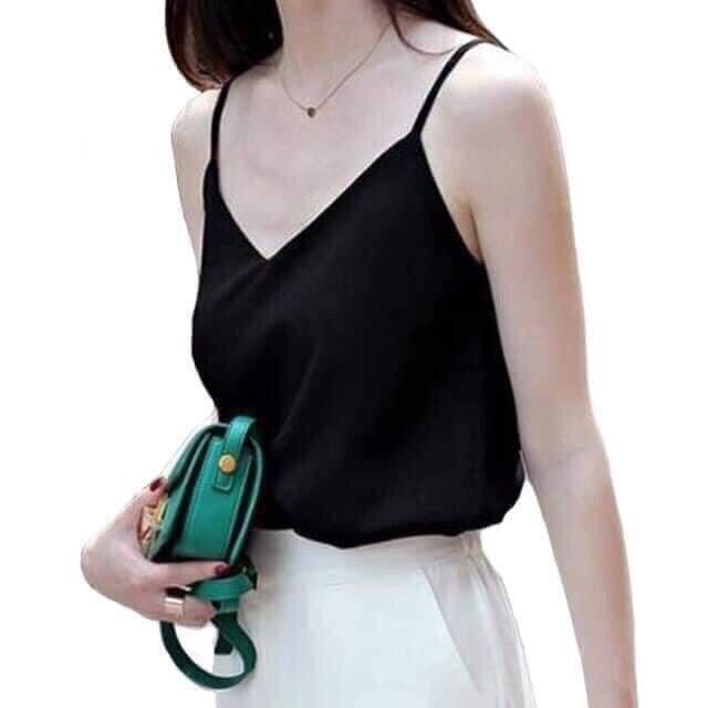Áo 2 dây lụa cổ tim cao cấp